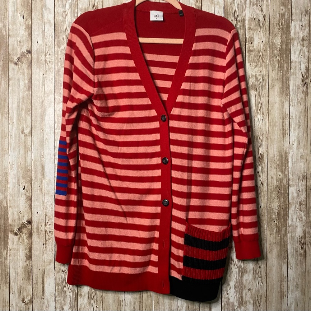 CABi Unique Striped Picnic Cardigan Sweater size small